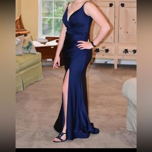 Navy Blue prom dress. 12 fits like 10